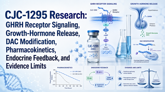 CJC-1295 Research: GHRH Receptor Signaling, Growth-Hormone Release, DAC Modification, Pharmacokinetics, Endocrine Feedback, and Evidence Limits