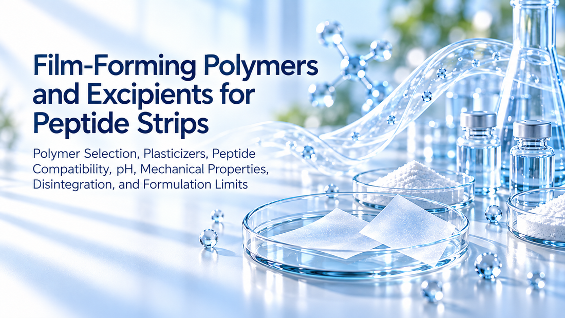 Film-Forming Polymers and Excipients for Peptide Strips: Polymer Selection, Plasticizers, Peptide Compatibility, pH, Mechanical Properties, Disintegration, and Formulation Limits