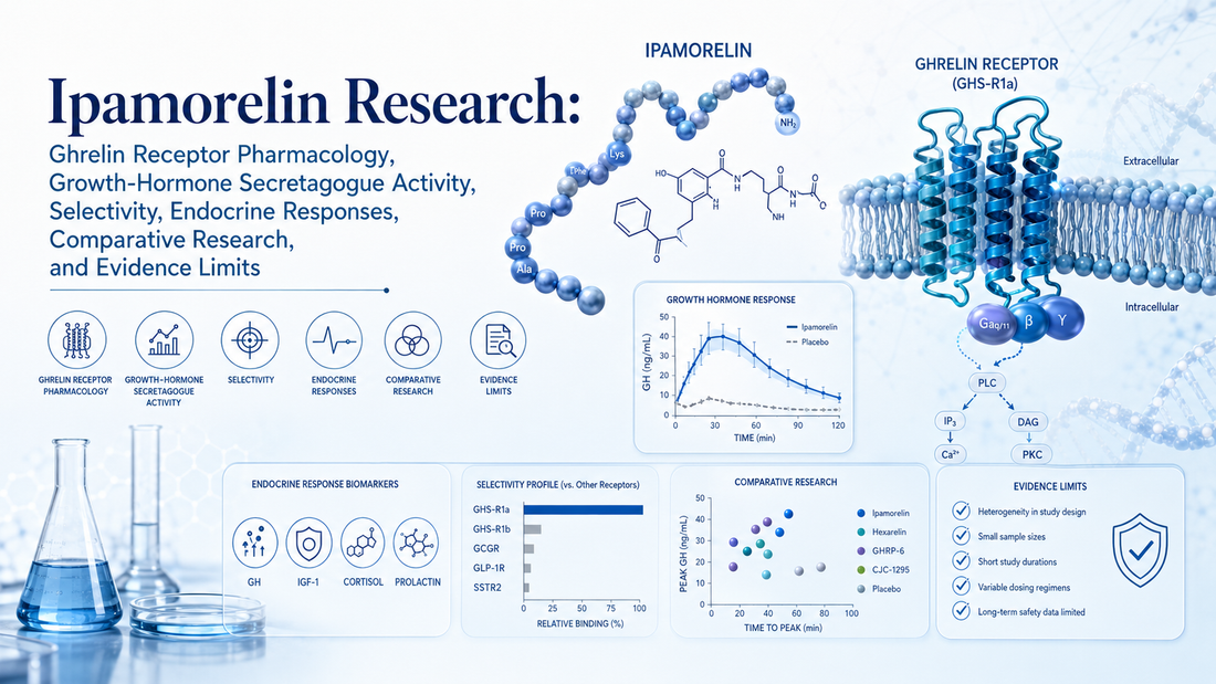 Ipamorelin Research: Ghrelin Receptor Pharmacology, Growth-Hormone Secretagogue Activity, Selectivity, Endocrine Responses, Comparative Research, and Evidence Limits