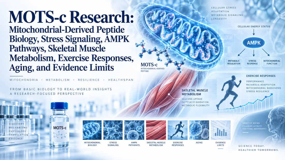 MOTS-c Research: Mitochondrial-Derived Peptide Biology, Stress Signaling, AMPK Pathways, Skeletal Muscle Metabolism, Exercise Responses, Aging, and Evidence Limits