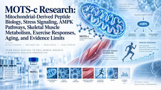 MOTS-c Research: Mitochondrial-Derived Peptide Biology, Stress Signaling, AMPK Pathways, Skeletal Muscle Metabolism, Exercise Responses, Aging, and Evidence Limits